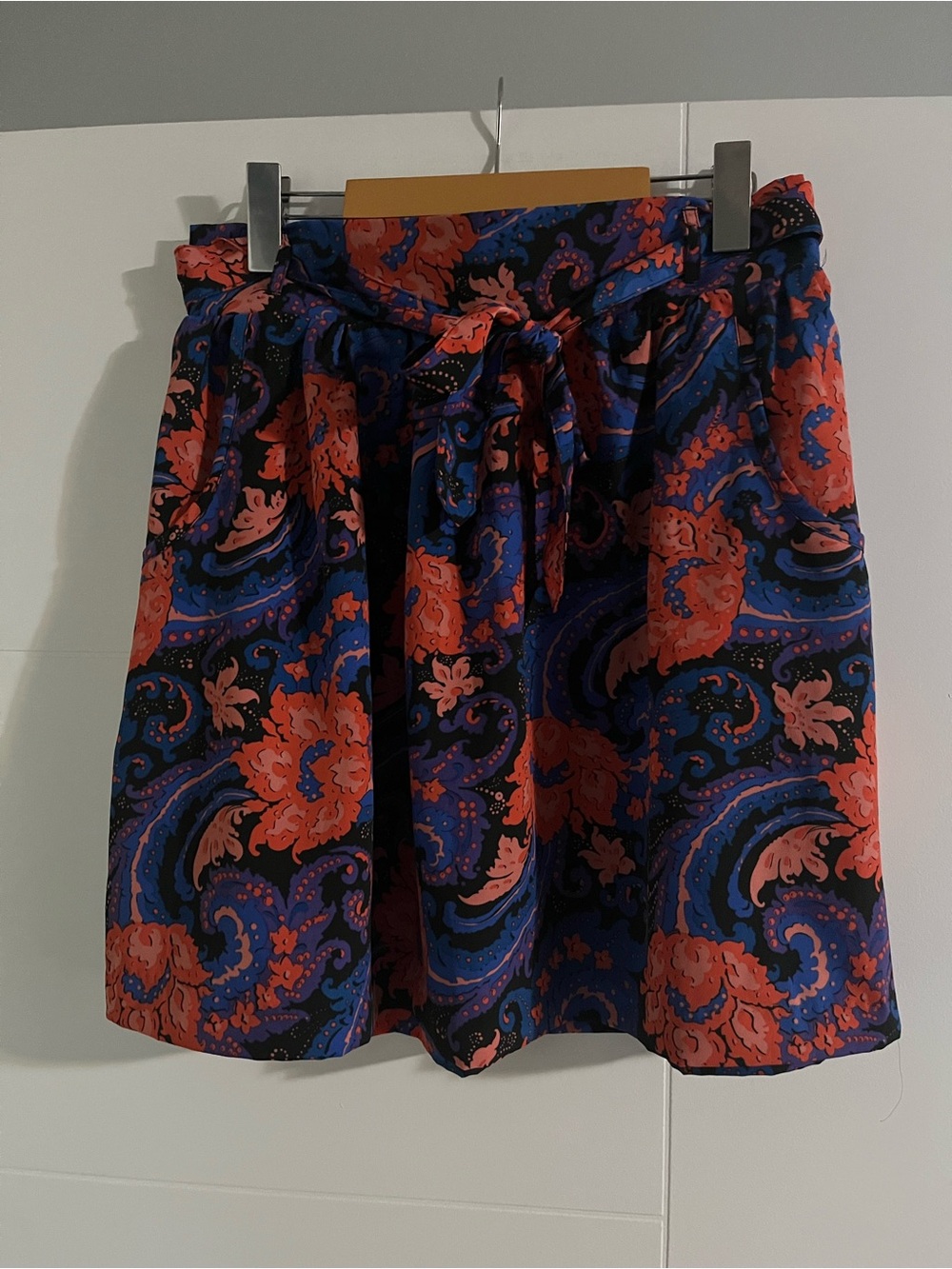 MINKPINK Paisley Tie-Waist Mini Skirt - Blue & Orange